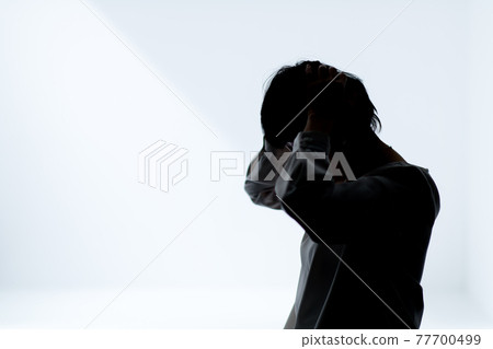 Senior woman worried about silhouette 77700499