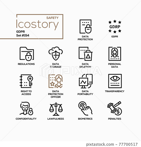 GDPR - modern line design style icons set GDPR - modern line design style icons set 77700517