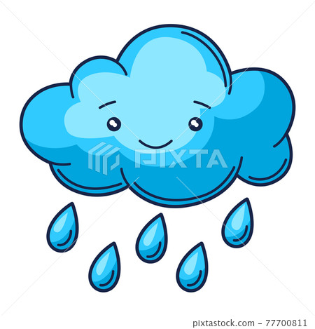 Illustration of cute kawaii cloud with rain.... - Stock Illustration ...