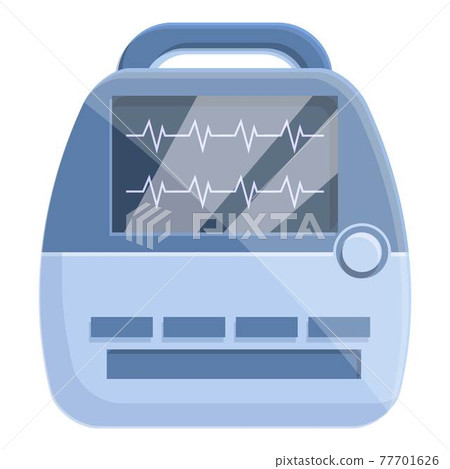 Health defibrillator icon, cartoon style 77701626