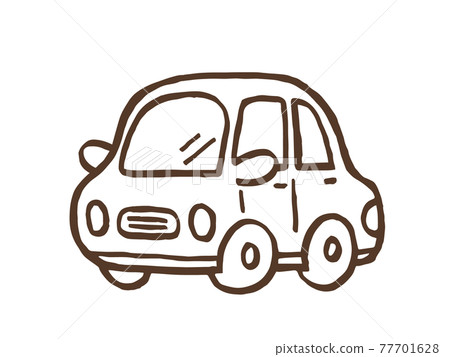 Cute car Car drive (brown color) / handwritten illustration material Cute car Car drive (brown color) / handwritten illustration material 77701628