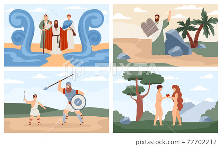 Set of vector posters with characters of story christian holy bible. Set of vector posters with characters of story christian holy bible. 77702212
