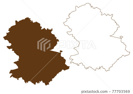 Hochtaunuskreis district (Federal Republic of Germany, rural district Darmstadt region, State of Hessen, Hesse, Hessia) map vector illustration, scribble sketch Hochtaunuskreis map 77703569
