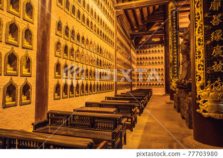 Temple tower of Bai Dinh pagoda in Ninh Binh, Vietnam 77703980
