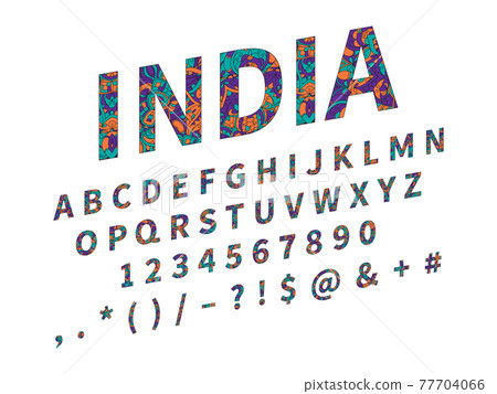 Ethnic font. Ornament alphabet. Vector abc set Ethnic font. Ornament alphabet. Vector abc set 77704066