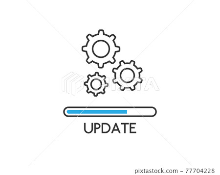Update icon isolated white background. Upgrade system concept. Loading process or refresh. Application status in flat style. Updating app design. Vector illustration Update icon isolated white background. Upgrade system concept. Loading process or refresh. Application status in flat style. Updating app design. Vector illustration 77704228