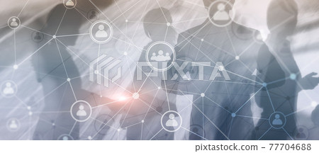 Social media. People relation and organization structure. Business and communication technology concept. Background with silhouettes Social media. People relation and organization structure. Business and communication technology concept. Background with silhouettes 77704688