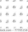 Doodle simple vector seamless pattern of hand-drawn peonies. Seamless pattern of hand-drawn peonies. Isolated on white background. 77705158