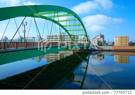 Odai Bridge and cityscape over the Sumida River 77705712