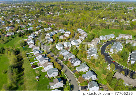 Aerial view of single family homes, a residential district East Brunswick New Jersey Aerial view of single family homes, a residential district East Brunswick New Jersey 77706256