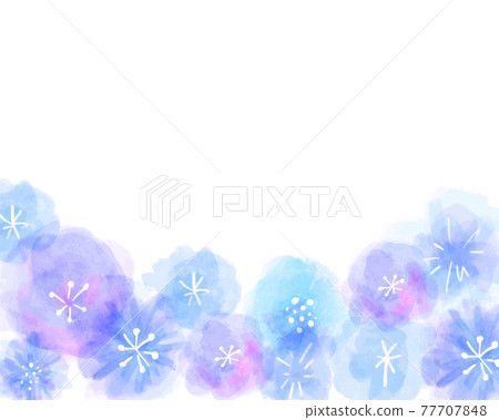 水彩觸摸淡淡藍色花圖框 77707848