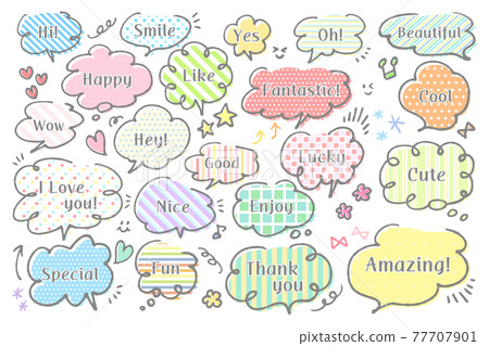 Fukidashi set with cute pattern pattern with colorful characters Fukidashi set with cute pattern pattern with colorful characters 77707901
