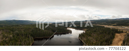 Panoramic View of a Lake in the Canadian Landscape Panoramic View of a Lake in the Canadian Landscape 77708122