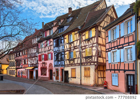 Colourful half-timbered houses in Colmar, Alsace, France Colourful half-timbered houses in Colmar, Alsace, France 77708892