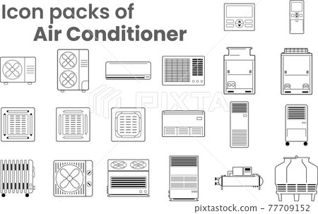 Icon packs of outline vector of HVAC Aircon - Stock Illustration ...