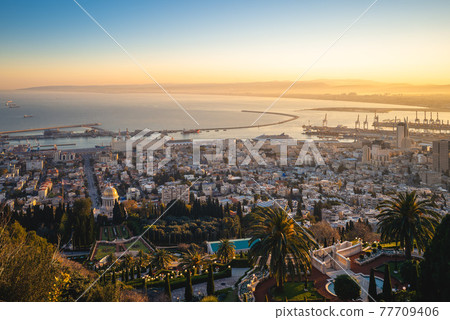 Hanging Gardens of Haifa, Terraces of Bahai Faith, at haifa, israel 77709406