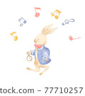 Watercolor-style Alice's tea party illustration Rabbit and musical notes 77710257