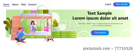 little children playing at at home or kindergarten childhood concept horizontal 77710326