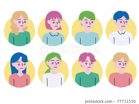 Expressionless person circle icon of 8 men and... - Stock Illustration ...