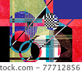 Abstract multi-colored background of geometric objects 77712856