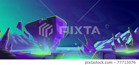 Space background with landscape of alien planet 77713076