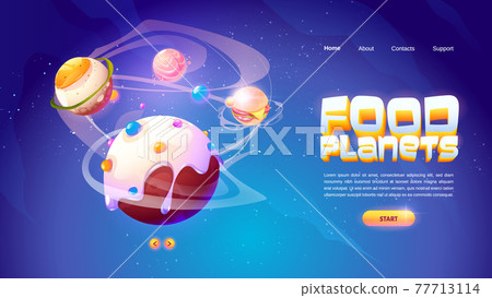 Food planets banner of space arcade game 77713114