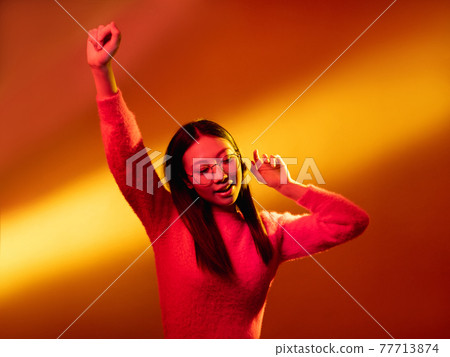 neon light people positive lifestyle girl dancing neon light people positive lifestyle girl dancing 77713874