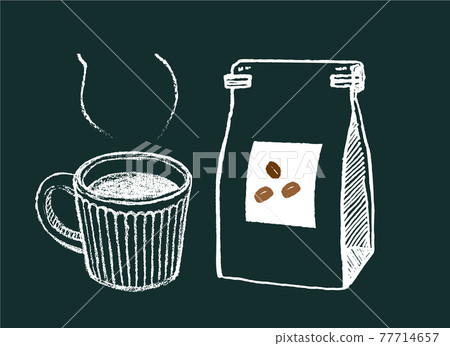 咖啡時間的插圖素材。黑板風格 咖啡時間的插圖素材。黑板風格 77714657