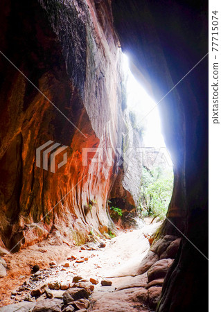 Unexplored region of Bolivia, South America, beautiful terrain and dinosaur footprints in the Torotoro Valley and Umajalanta limestone cave 77715074