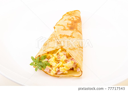 Pancake with cheese and ham 77717543