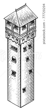 Medieval Building Map Icon Vintage Illustration Medieval Building Map Icon Vintage Illustration 77720204