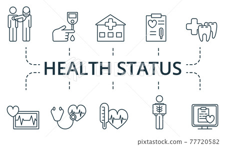 Health Status icon set. Collection contain pack of pixel perfect creative icons. Health Status elements set Health Status icon set. Collection contain pack of pixel perfect creative icons. Health Status elements set 77720582