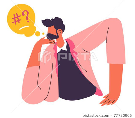 Confused or frustrated man with emotions vector Confused or frustrated man with emotions vector 77720906