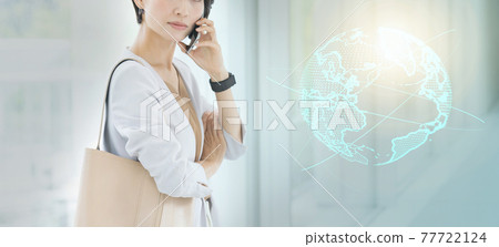 Mobile network Women's technology to talk on smartphones 77722124