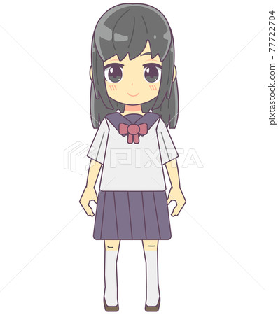 一個簡單的女學生插畫素材 77722704