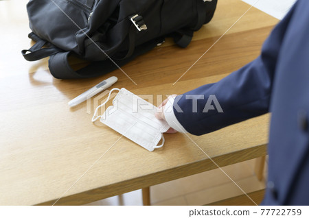 Students with masks before going to school Students with masks before going to school 77722759