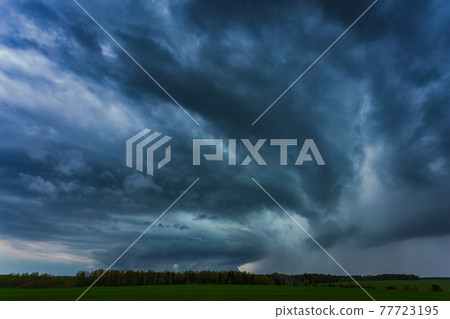Severe thunderstorm clouds, landscape with storm clouds Severe thunderstorm clouds, landscape with storm clouds 77723195