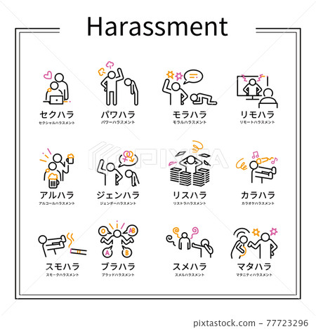 Line art 3-color icon harassment black 77723296