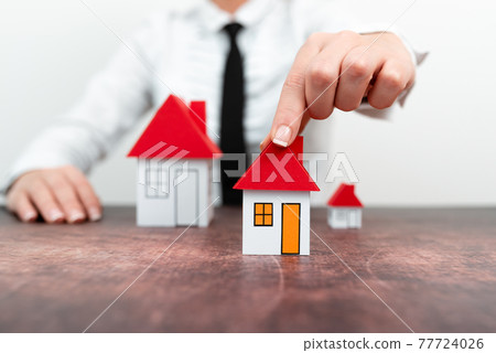 Upgrade Your House Represented By Lady In Outfit, Business Woman Presenting Plans For Home Change, Diffrent Apartment Plan Sizes Comparison, Multiple Selection Of Contracts 77724026