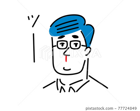 戴眼鏡流鼻血的男人插畫素材 77724849