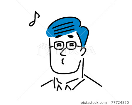 一個戴微笑眼鏡吹口哨的男人的插畫素材 一個戴微笑眼鏡吹口哨的男人的插畫素材 77724850