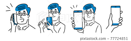 智能手機和男人的插圖素材 77724851