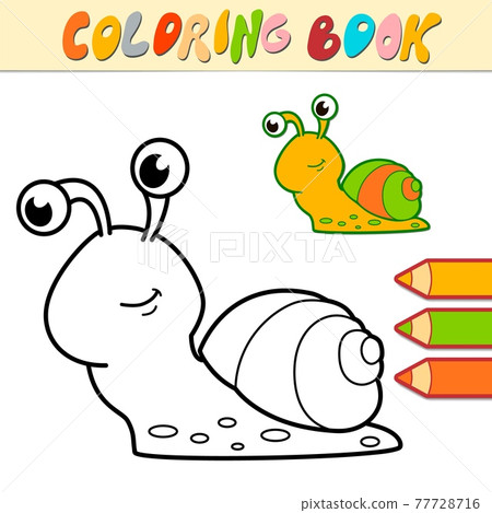 Coloring book or page for kids. snail black and white  77728716