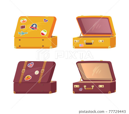 Set of Retro Suitcases Front Back Memory Stickers 77729443