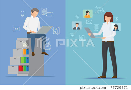 Two Colorful Business Cards Vector Illustration Two Colorful Business Cards Vector Illustration 77729571