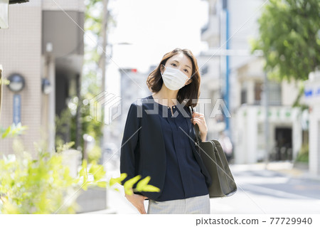 Businesswoman with a mask 77729940