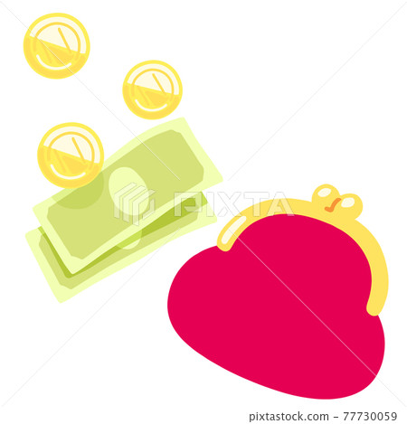Hand-painted simple wallet and money illustration without main line 77730059