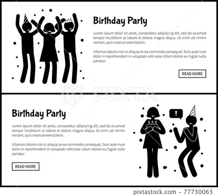 Birthday Party Posters with People Silhouettes Birthday Party Posters with People Silhouettes 77730063