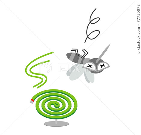 蚊香和蚊子的插圖圖像 77730078