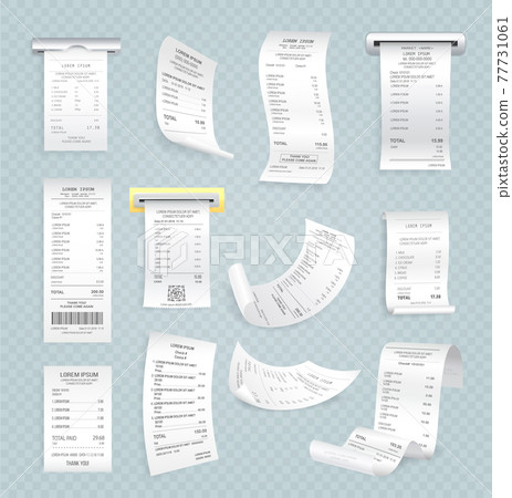 Paper Checks with Sums of Money for Purchases 77731061
